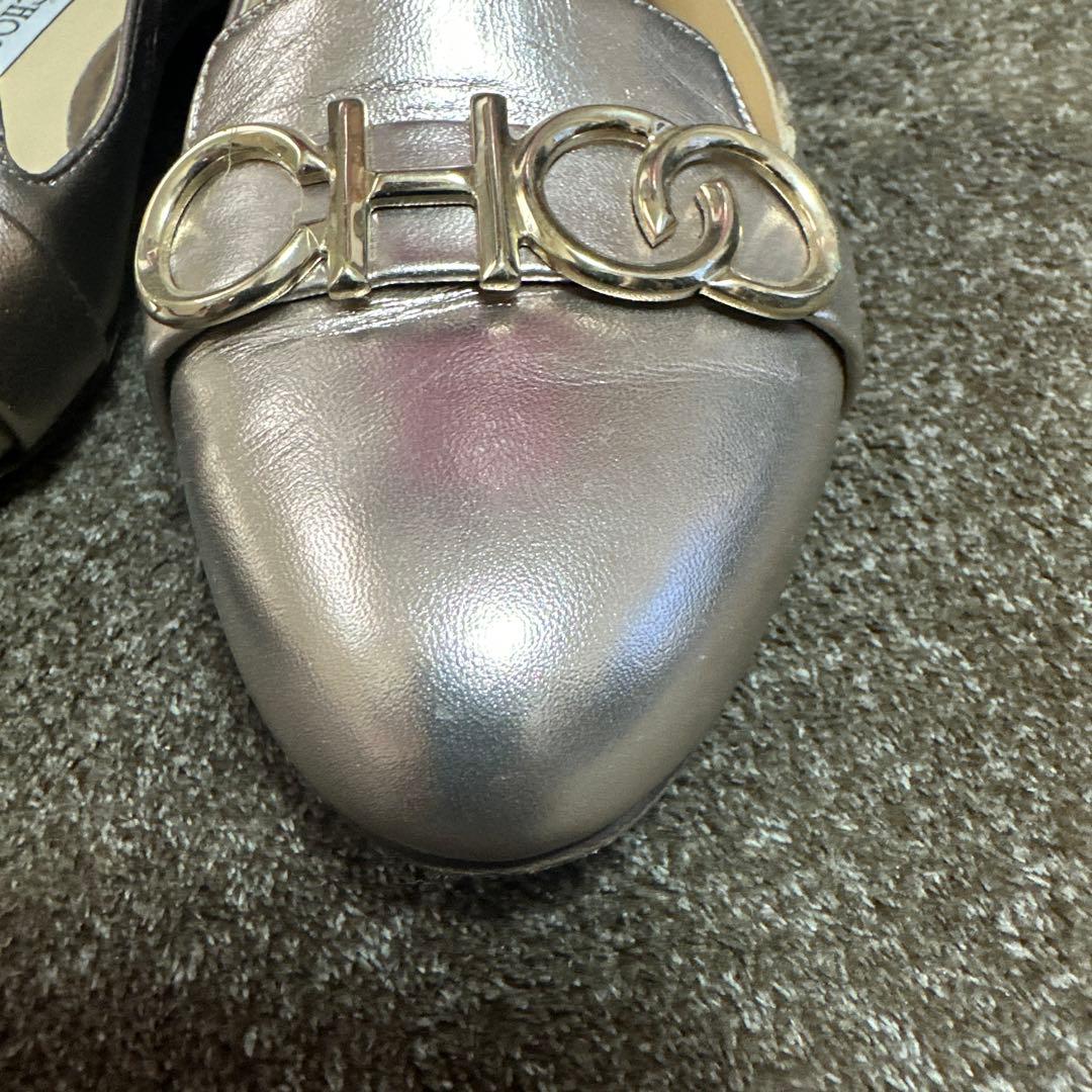 JIMMY CHOO シルバー フラットシューズ