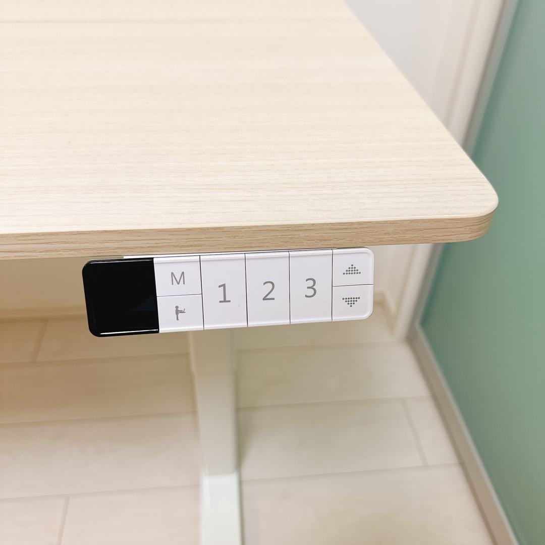 美品　昇降式デスク ロータイプ　幅120cm パソコンデスク　収納フック付き