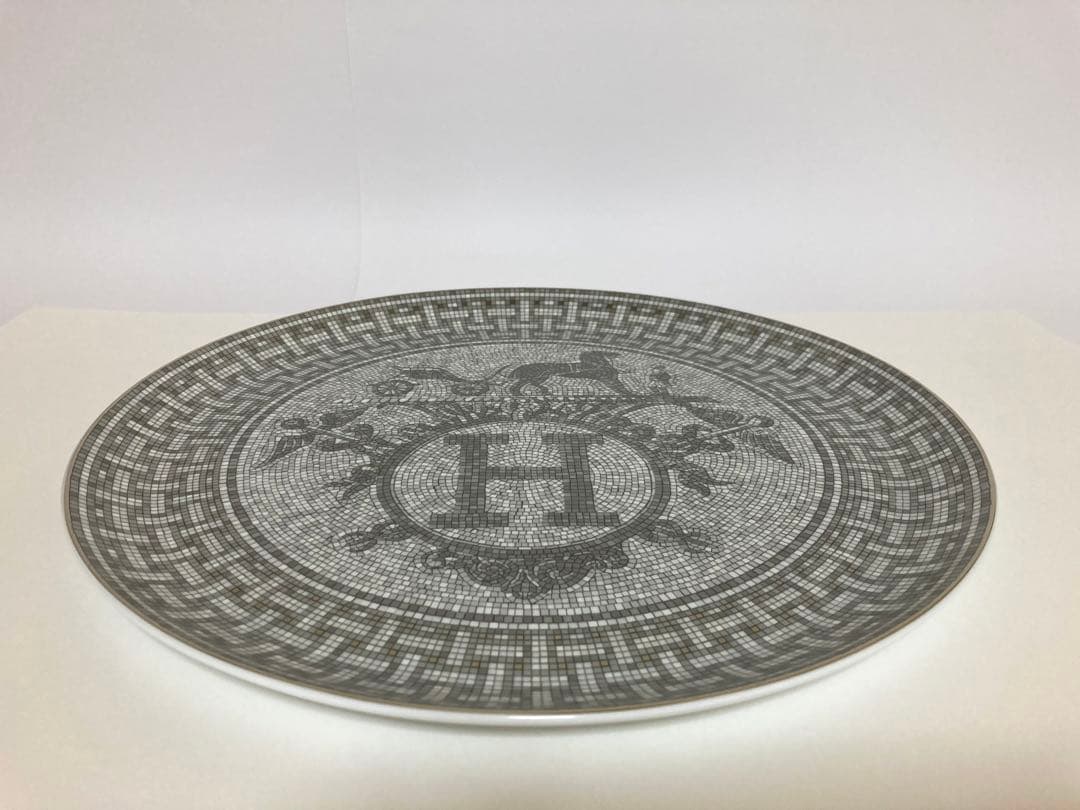 エルメス　HERMES食器　大皿プレートお皿　モザイク　プラチナ　タルトプレート