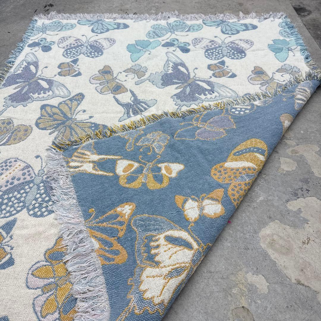 蝶々　マルチカバー　ソファーカバー　ヴィンテージラグ　150x115