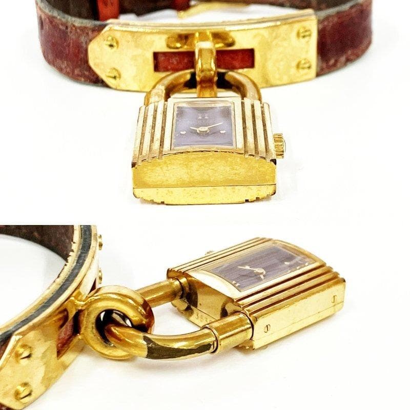 HERMES ケリーウォッチ GP ボルドー系文字盤 クオーツ レディース腕時計