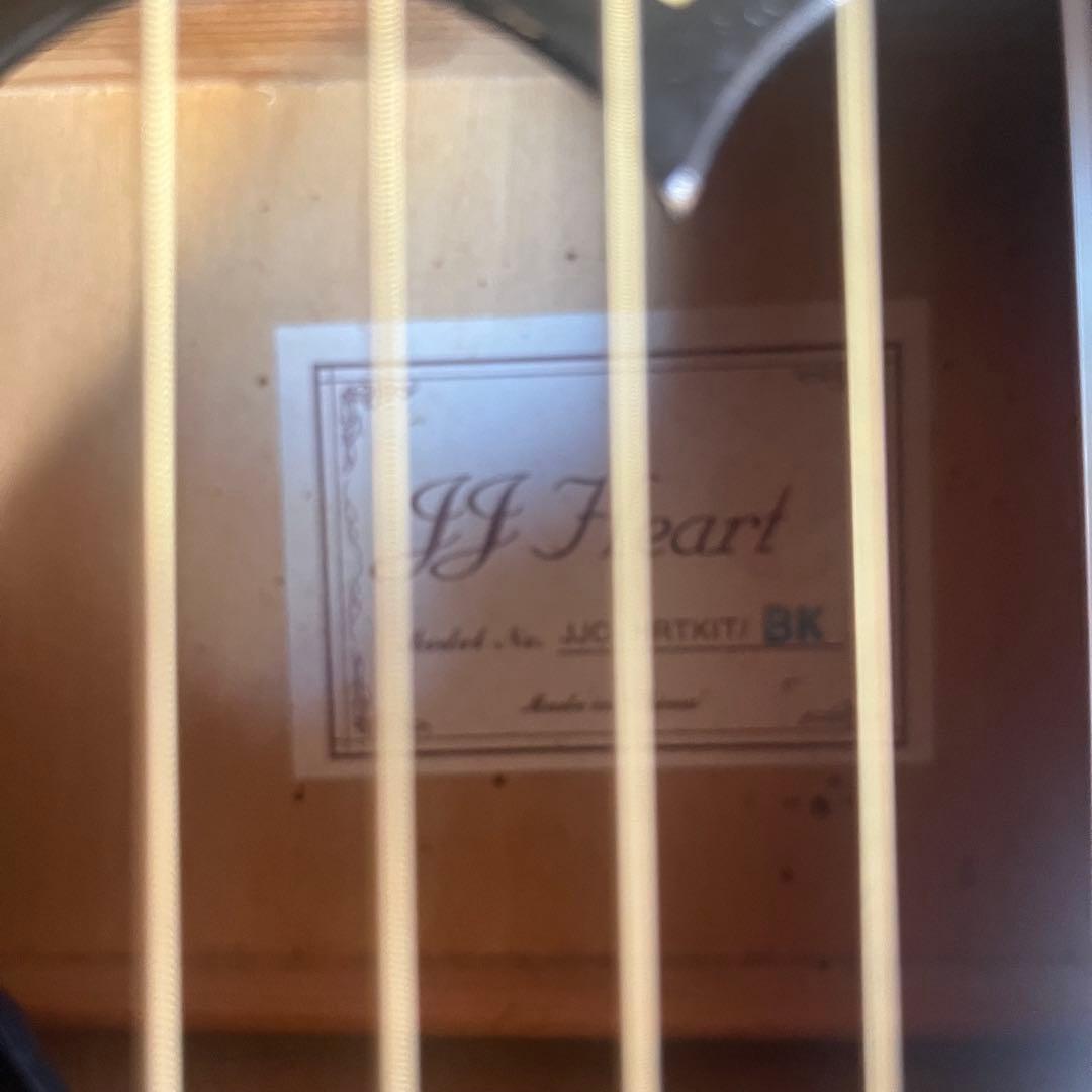 ハート型 ホール　ブラック アコースティックギター　JJ HEART