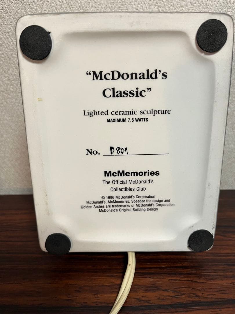 マクドナルド McDonald's 店舗型　ライト　テーブルランプ