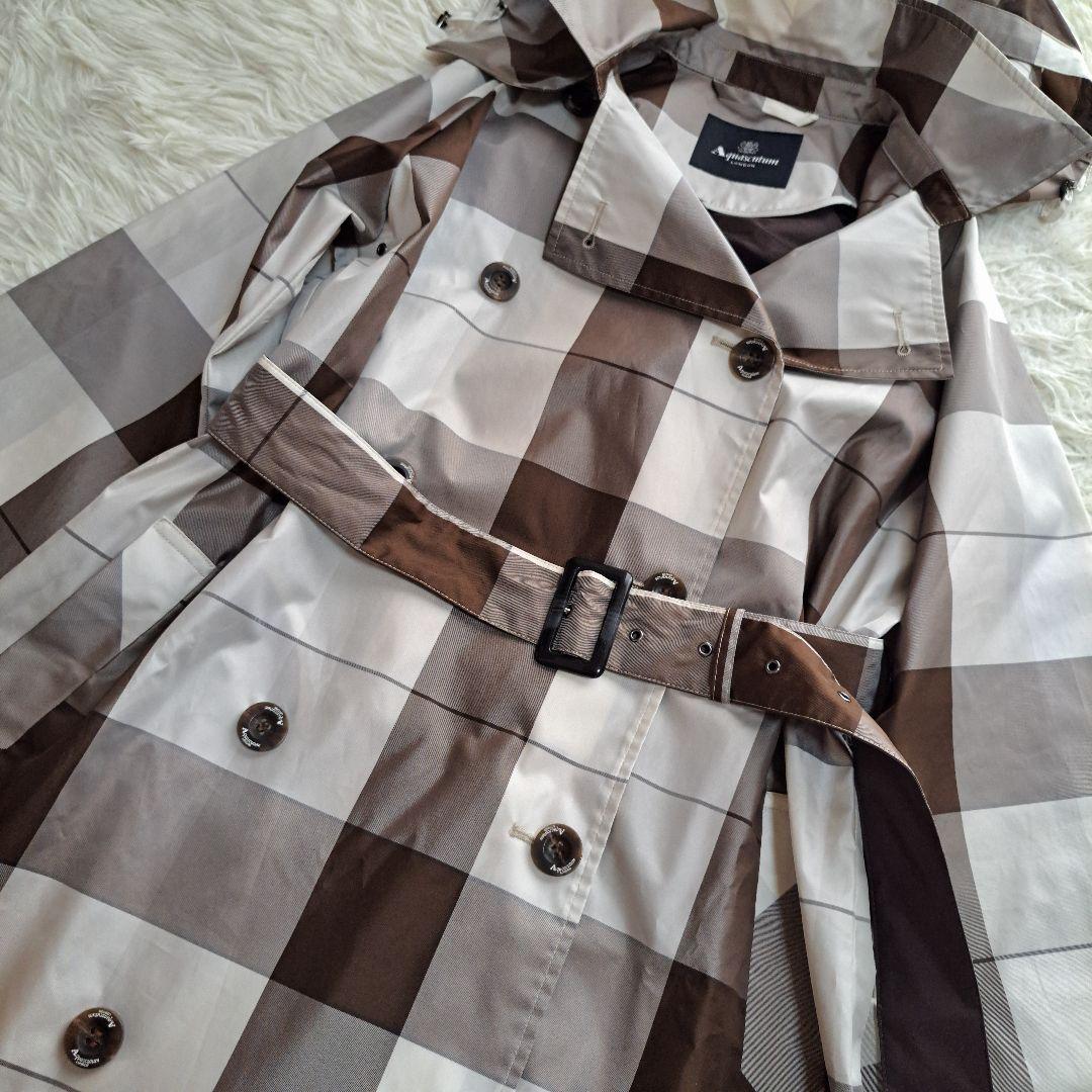 【美品】【Aquascutum】トレンチデザイン チェック レインコート