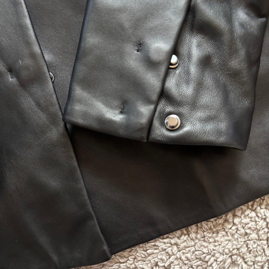 LYBY LYCKA 羊革ノーカラーレザージャケット 11AR ブラック 軽量