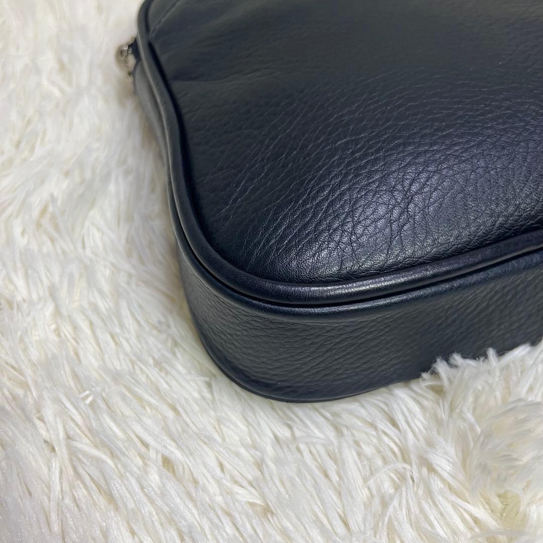 美品　アニアリ　ミニブリーフケース　セカンドバッグ　ネイビー　レザー