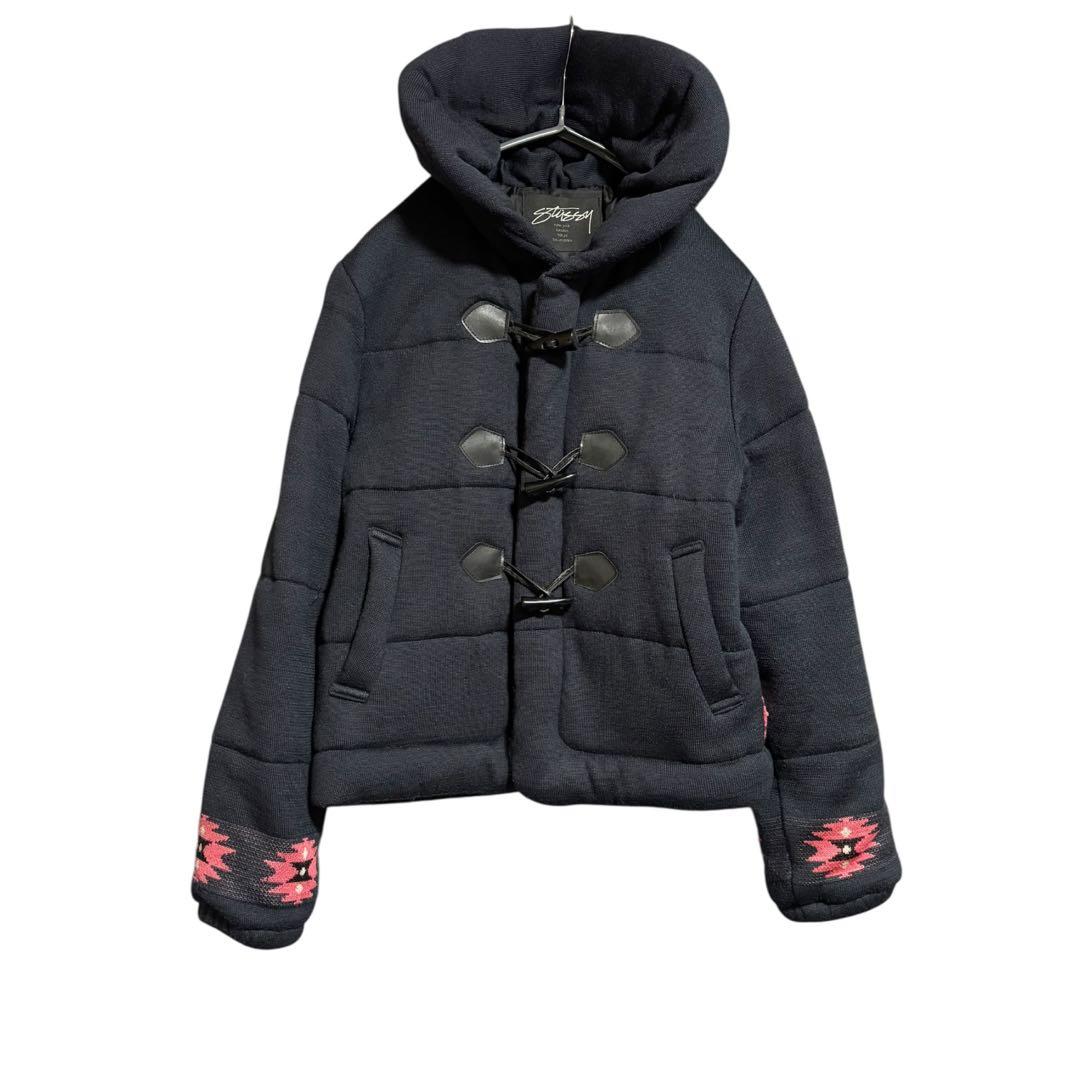 【希少】00s OLD STUSSY ネイティブ柄 ダッフルニットジャケット 黒
