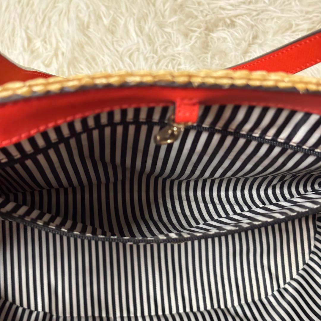 【極美品】kate spade ケイトスペード　かごバッグ　ポンポン　夏
