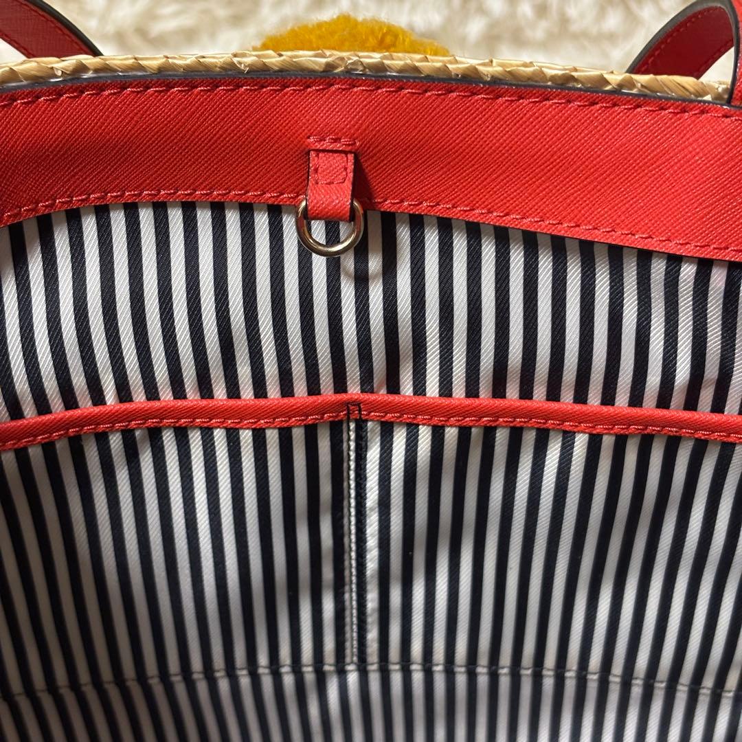 【極美品】kate spade ケイトスペード　かごバッグ　ポンポン　夏