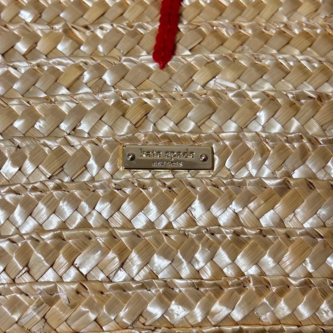 【極美品】kate spade ケイトスペード　かごバッグ　ポンポン　夏