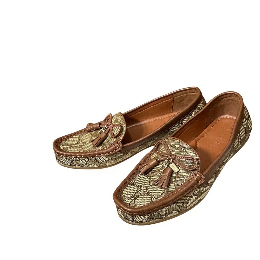 本日限定値引‼️美品‼️箱付❣️COACH モカシン ベージュ/ブラウン シグネチャー