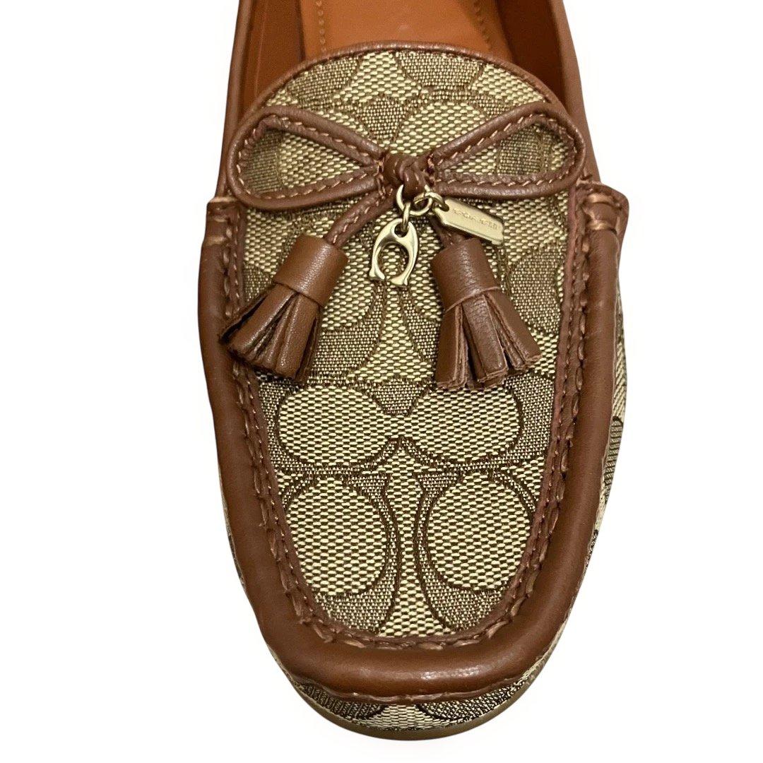 本日限定値引‼️美品‼️箱付❣️COACH モカシン ベージュ/ブラウン シグネチャー