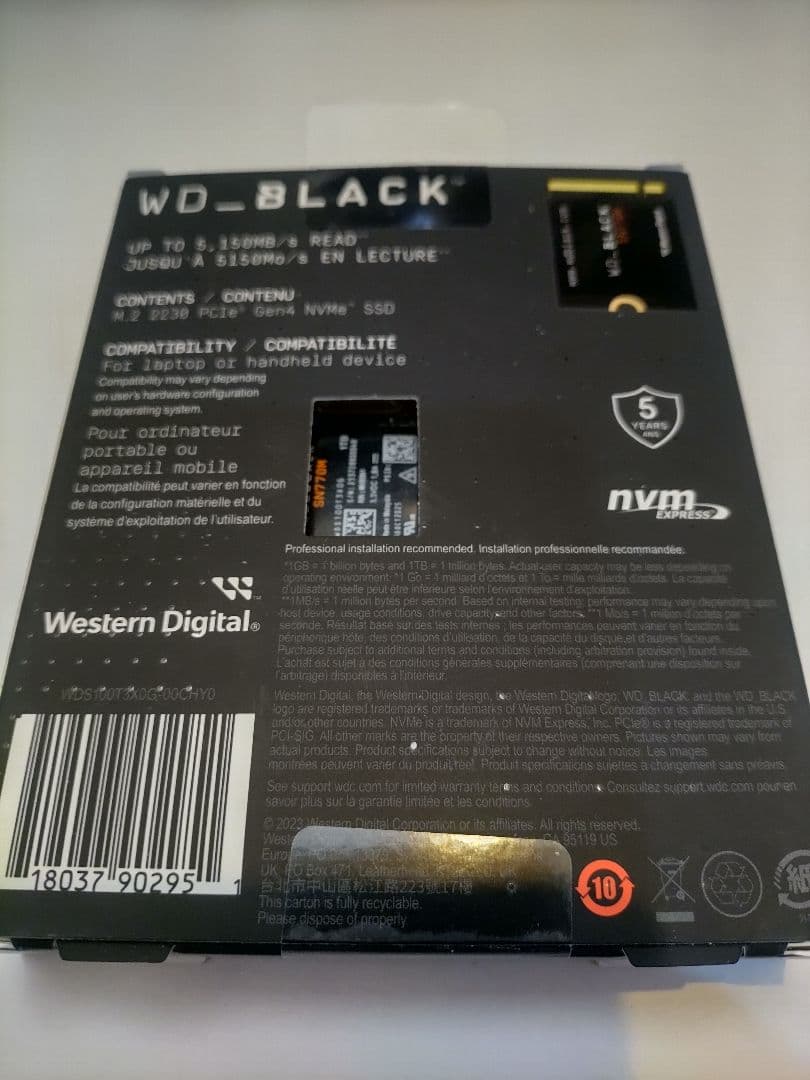 内蔵型SSD WD_BLACK SN770M 1TB M.2 NVMe SSD