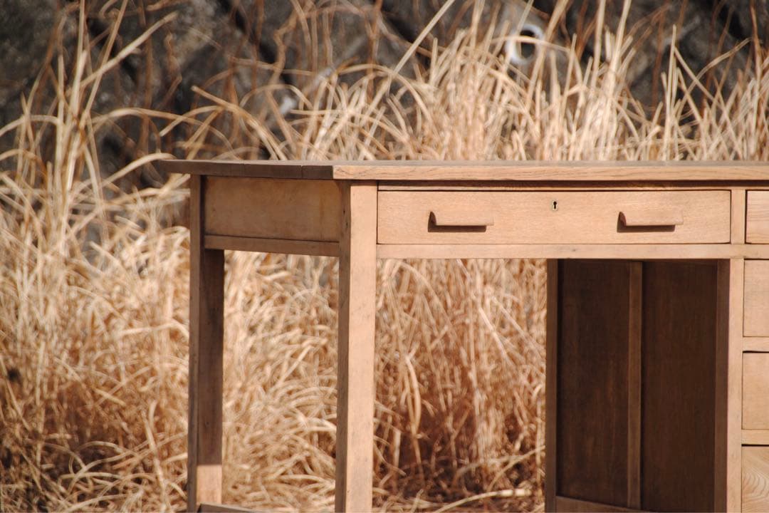 机　古道具　片袖机　ナラ材　無塗装　ナチュラル　レトロ　ヴィンテージ家具　剥離