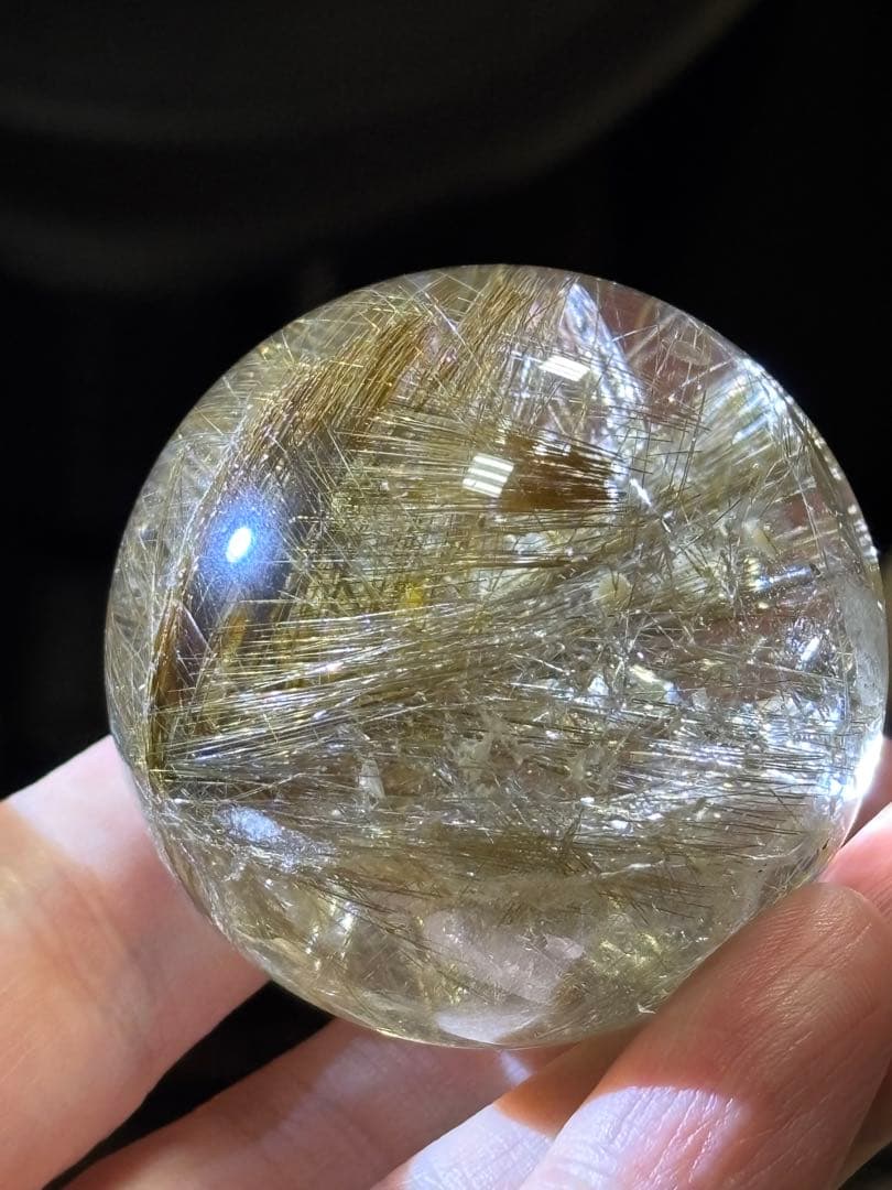 デビルルチルクォーツスフィア　ゴールドルチル&シルバールチル共生　4.73cm