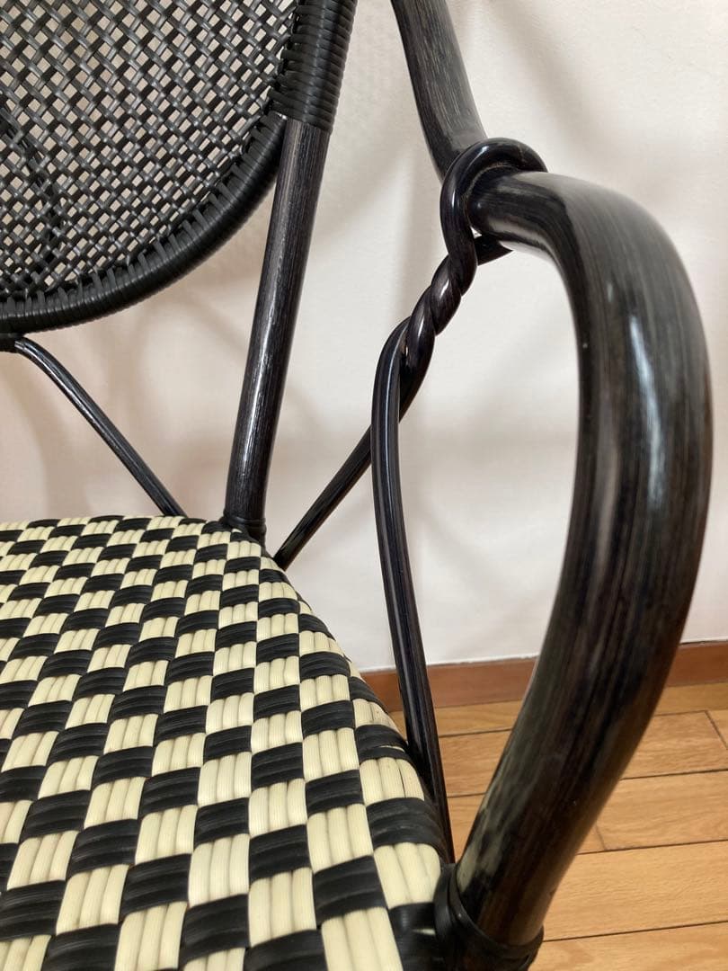 【極美品】ヤマカワラタン アームチェア カフェチェア 籐椅子 山川ラタン