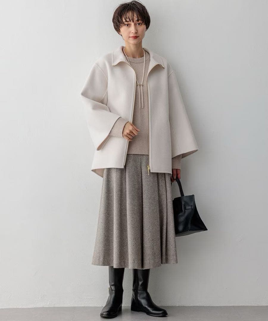 値下　ウールリバー スタンドカラーコート　サイズ32