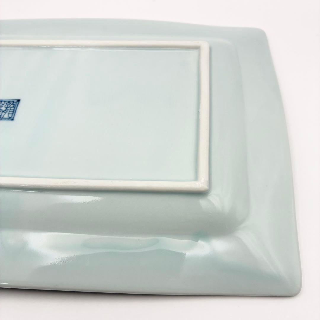 【未使用品】有田焼 龍峰窯 味楽染付長角皿揃 5枚セット 吉祥模様