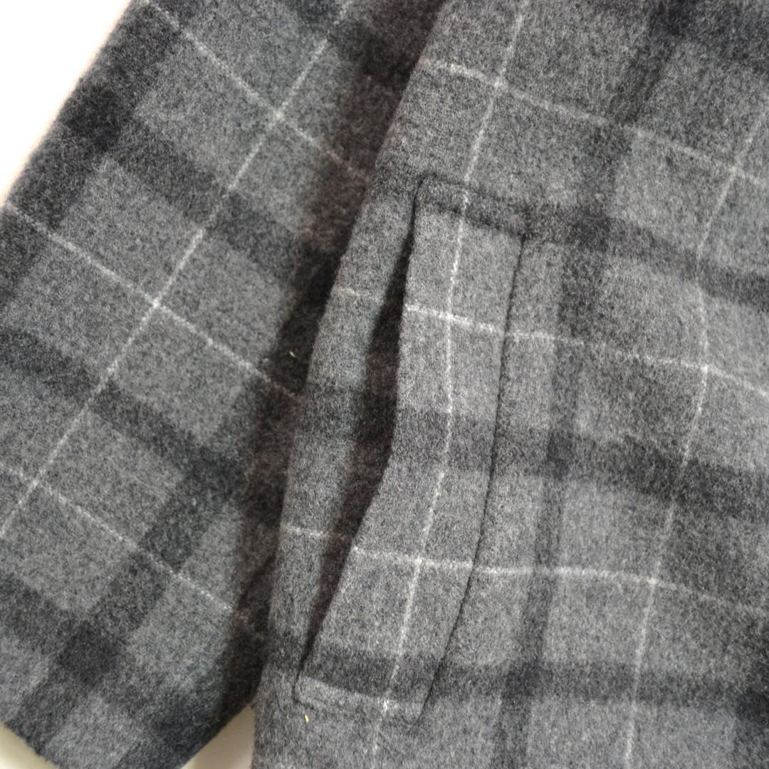 【極美品】theoryセオリー ウール混オーバーサイズチェックノーカラーコートM