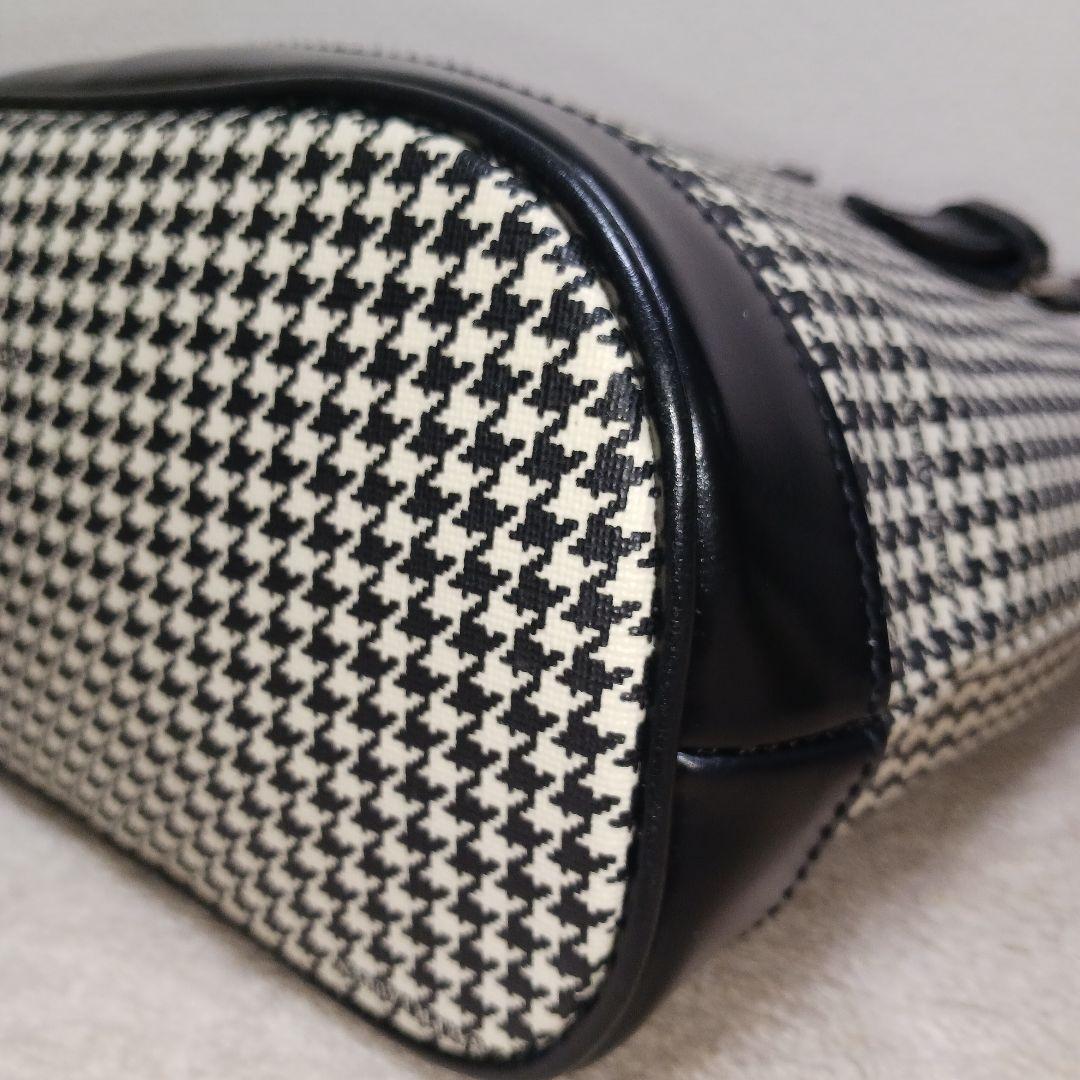 【美品】RALPH LAUREN 千鳥格子PVC×本革レザー切替ショルダーバッグ