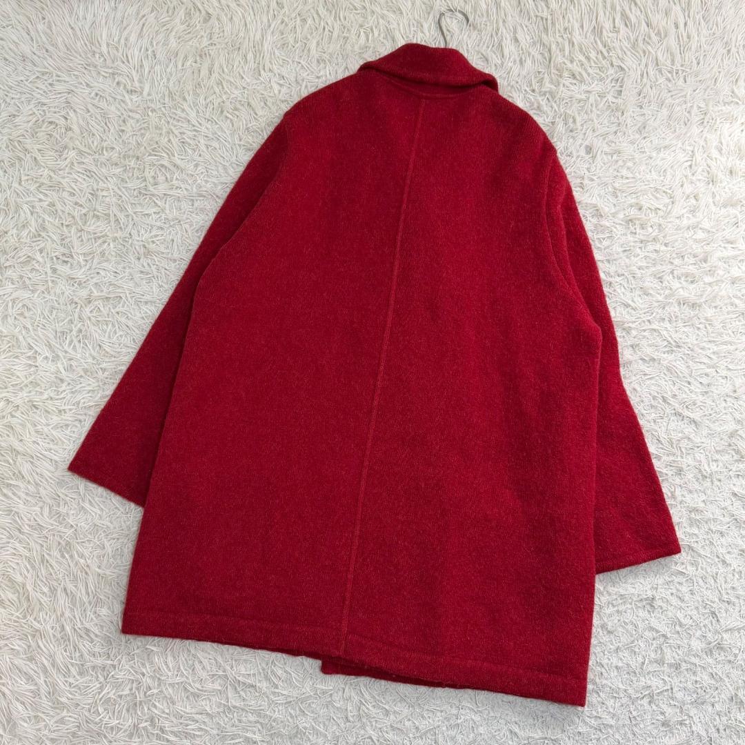 16737✨GUCCI ヴィンテージ 金ボタン ダブル ニットコート レッド