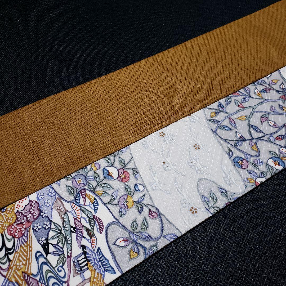 半幅帯 紅型ちりめん× 蚊絣紬 正絹 リバーシブル