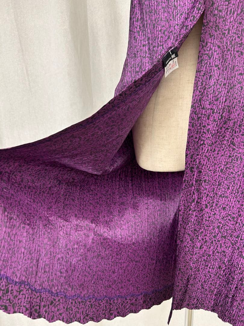 F724used イッセイミヤケ プリーツプリーズ 総柄 エプロン パープル