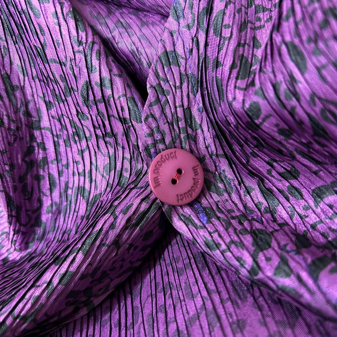 F724used イッセイミヤケ プリーツプリーズ 総柄 エプロン パープル