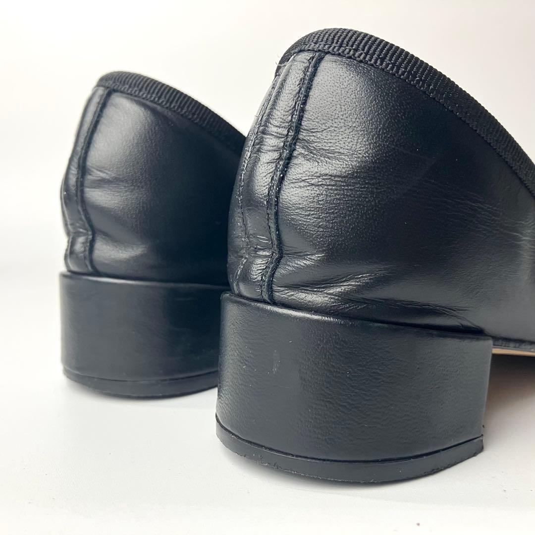 【美品】repetto カミーユ　リボン　バレエシューズ　太ヒール　黒　36
