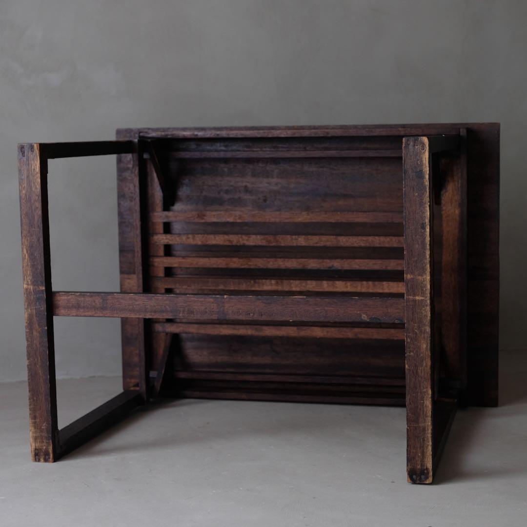 ラワン材 古い机　テーブル デスク 作業台 古家具 昭和レトロ ヴィンテージ