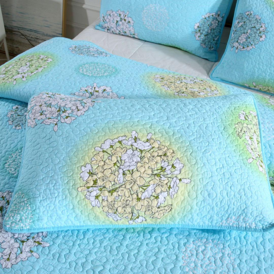 キルトベッドカバー3点セット綿マルチカバー キルティング 813