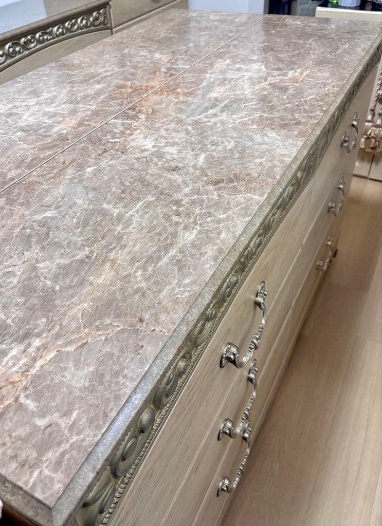 アンティークホワイト チェスト　3段ダブル　６段　木製　ⅲ