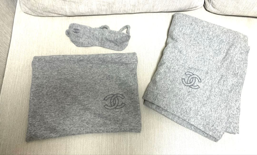 シャネル CHANEL アイマスク ブランケット ポーチ 3点セット グレー