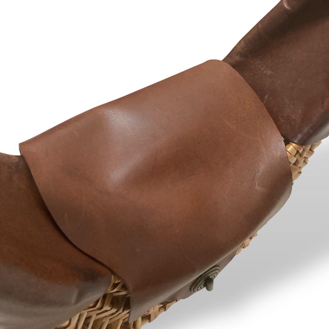 【美品】ラルフローレン　カゴバッグ　ワンショルダー　レザー　ロゴ型押し　ブラウン