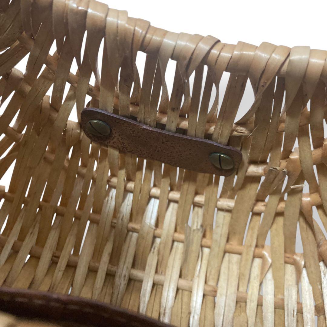 【美品】ラルフローレン　カゴバッグ　ワンショルダー　レザー　ロゴ型押し　ブラウン