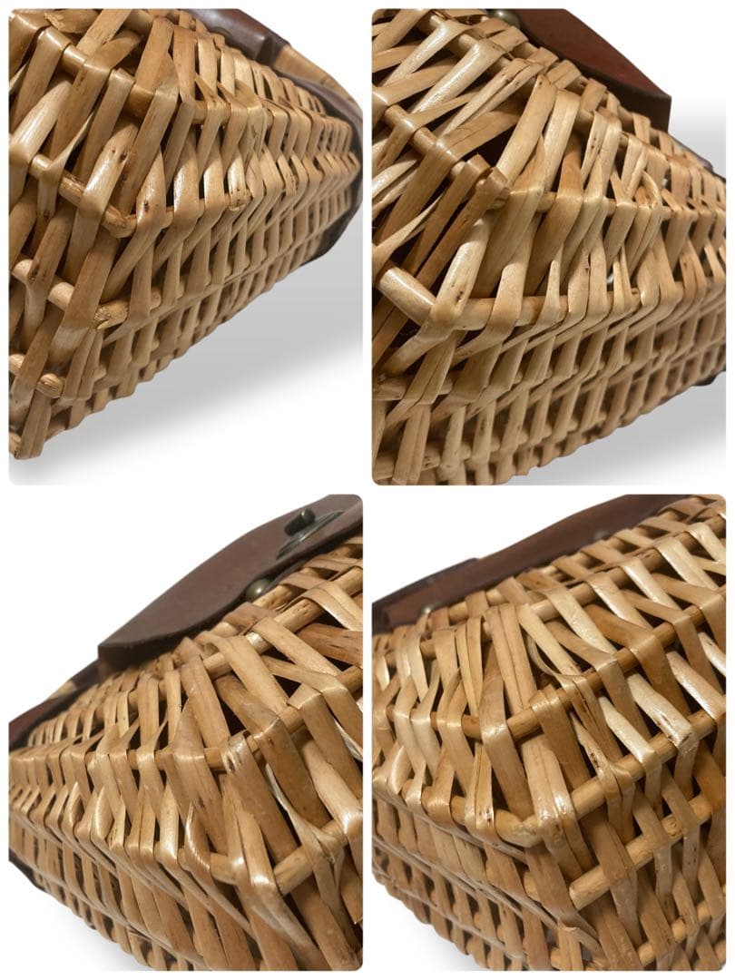 【美品】ラルフローレン　カゴバッグ　ワンショルダー　レザー　ロゴ型押し　ブラウン