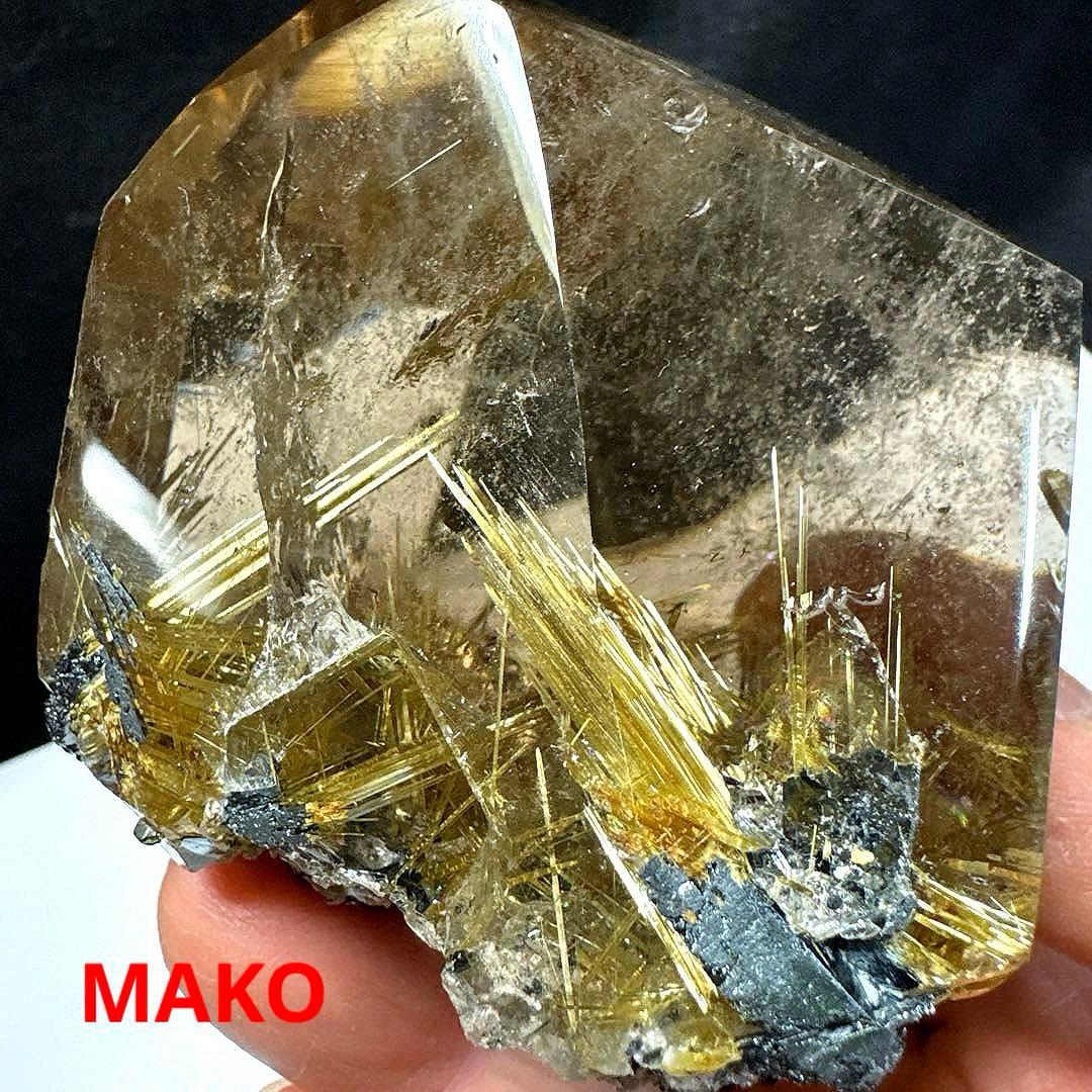 M1601☆ルチルクォーツ原石409g☆太陽放射タイチンルチル☆天然石　原石