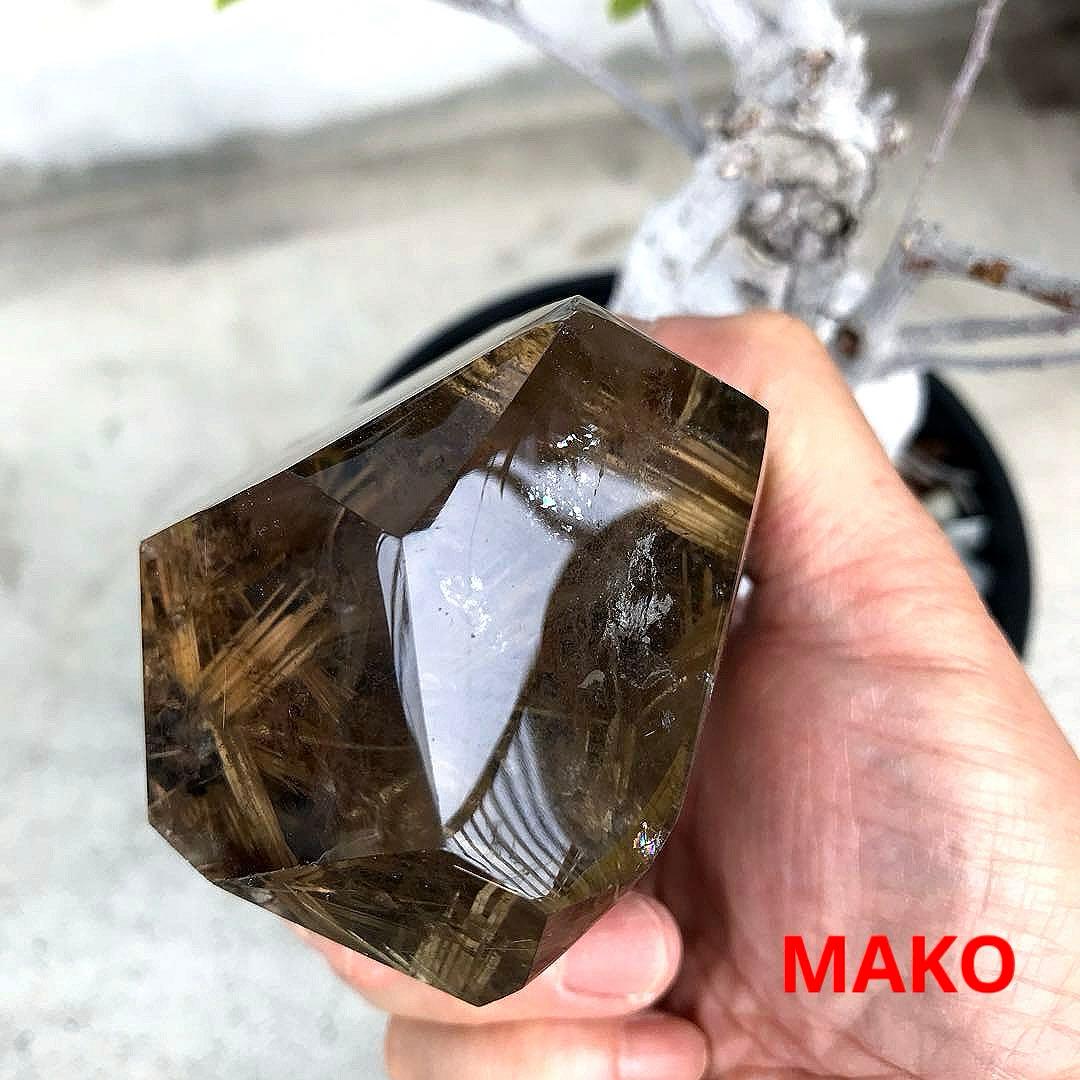 M1601☆ルチルクォーツ原石409g☆太陽放射タイチンルチル☆天然石　原石