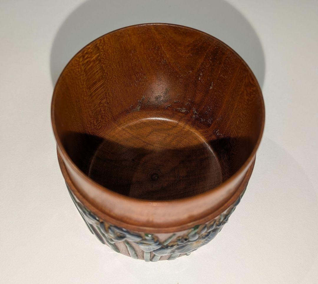 『茂利漆』茶器　光宣作　棗　菖蒲　茶道具　茶入　中次　木彫　あやめ　吹雪