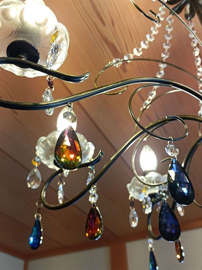 マットブラックで和室にも★豪華★スワロフスキー＆プレシオサ★カスタムシャンデリア