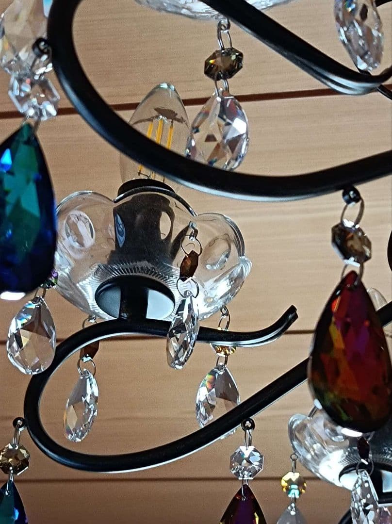 マットブラックで和室にも★豪華★スワロフスキー＆プレシオサ★カスタムシャンデリア