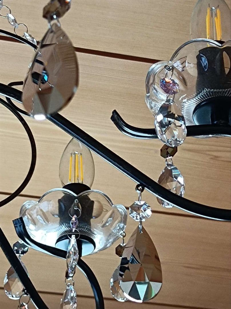マットブラックで和室にも★豪華★スワロフスキー＆プレシオサ★カスタムシャンデリア