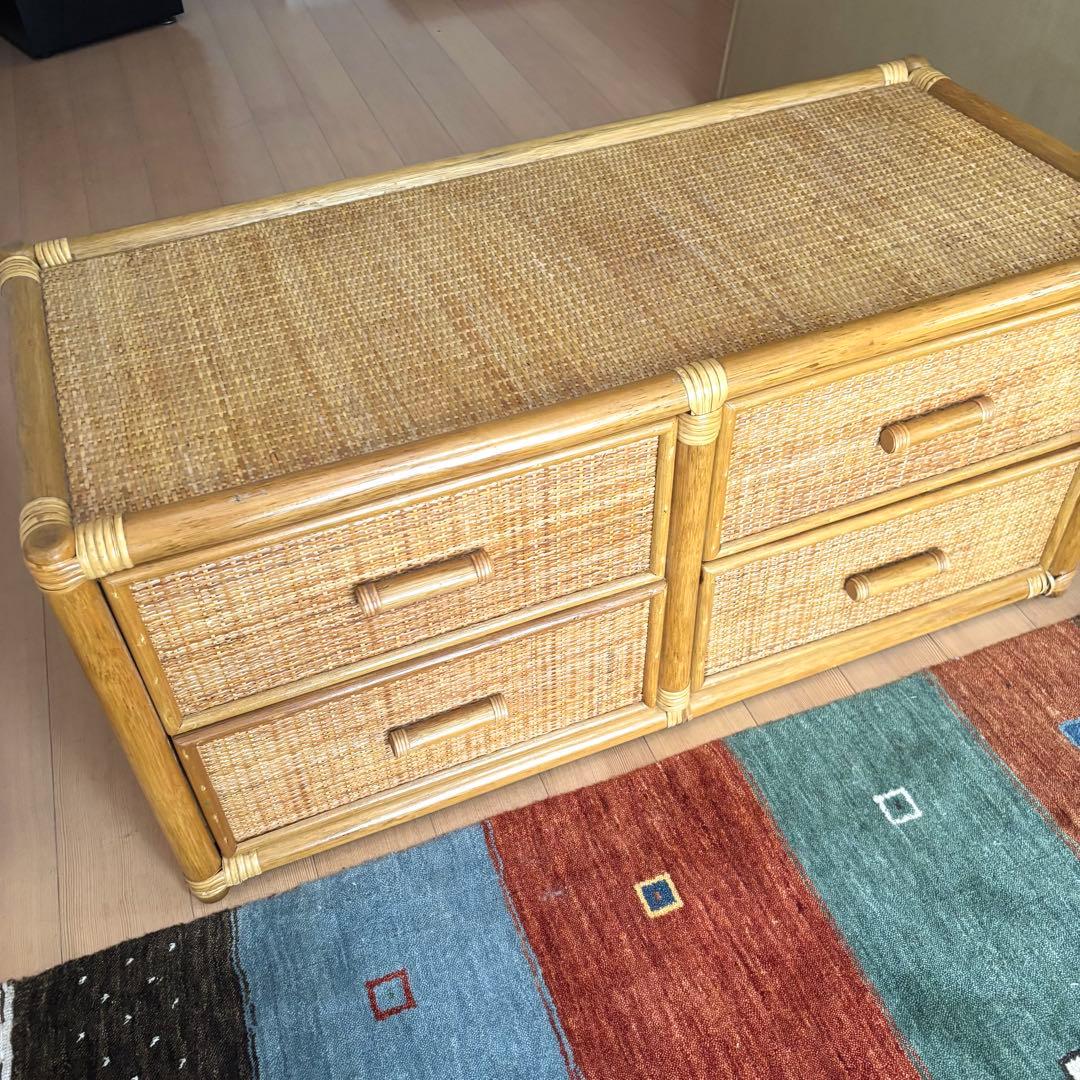 【良品】ヴィンテージ ラタン サイドボード チェスト 籘 vintage