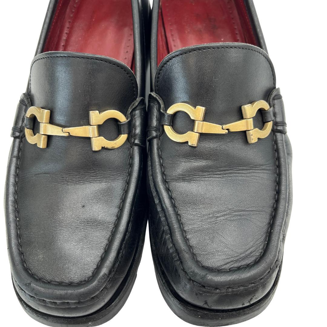 フェラガモ ガンチーニ金具 ローファー 黒 6.51/2【23.5】D【幅広め】