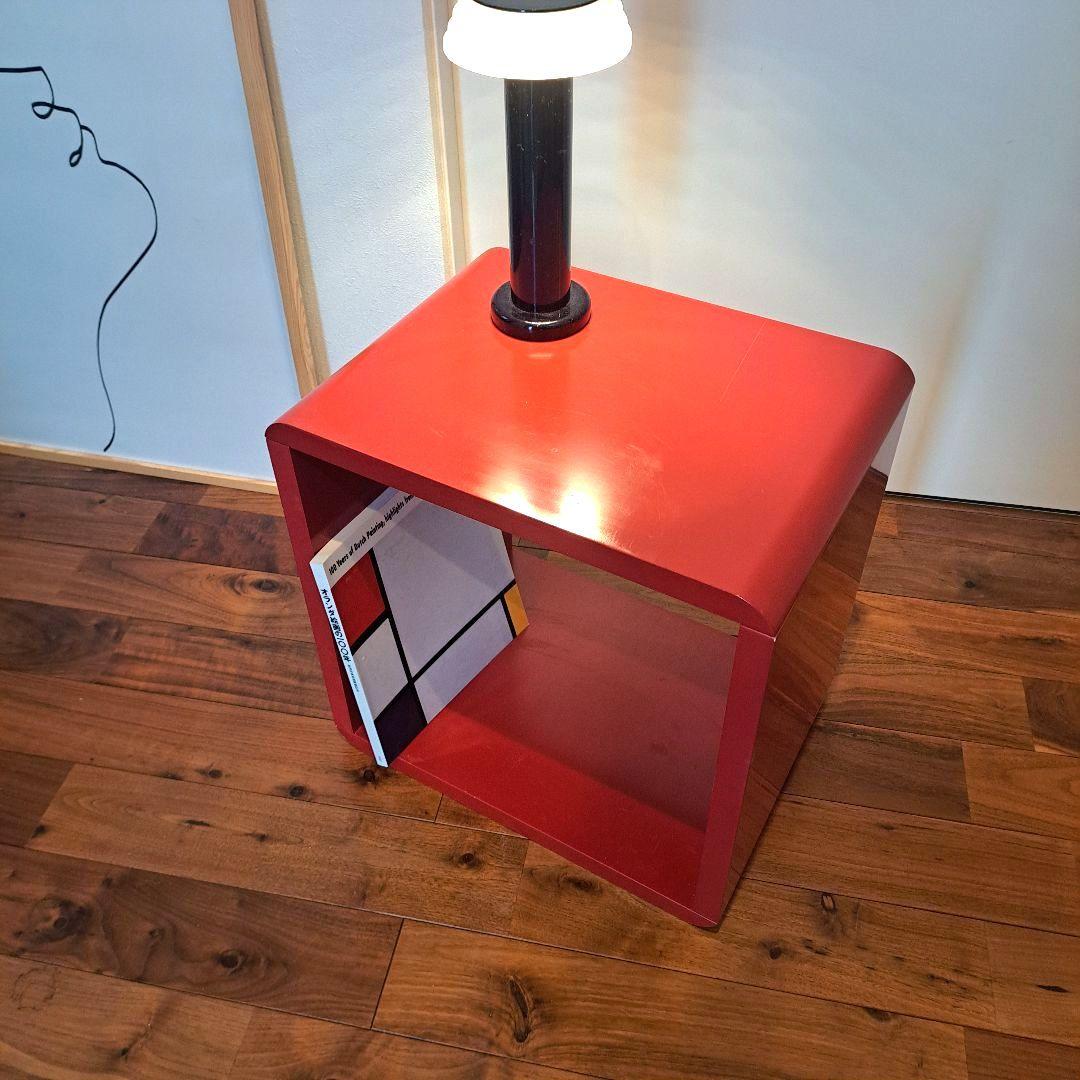 ミッドセンチュリー　スクエアボックス　　赤　モダン　木製