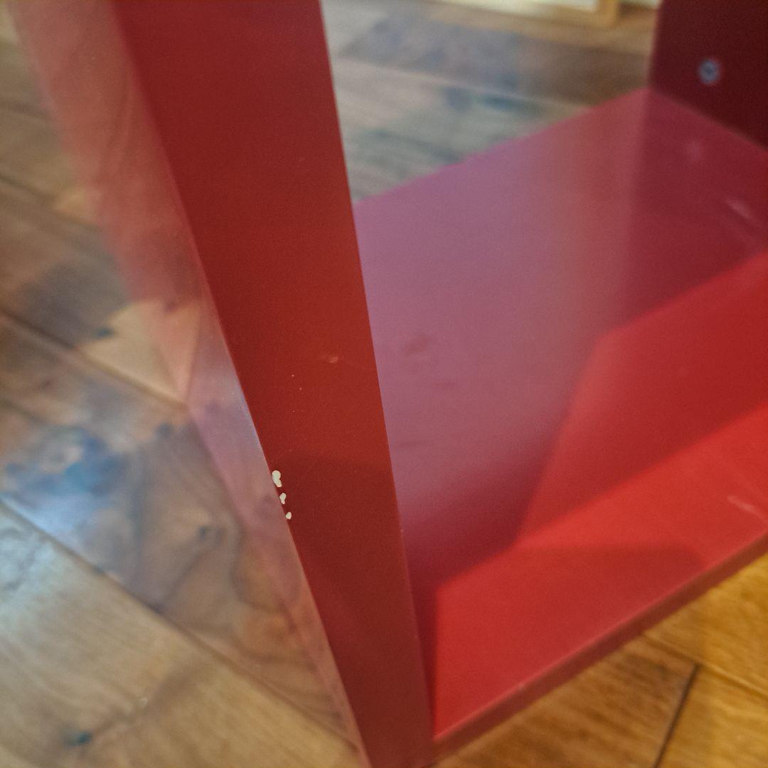 ミッドセンチュリー　スクエアボックス　　赤　モダン　木製