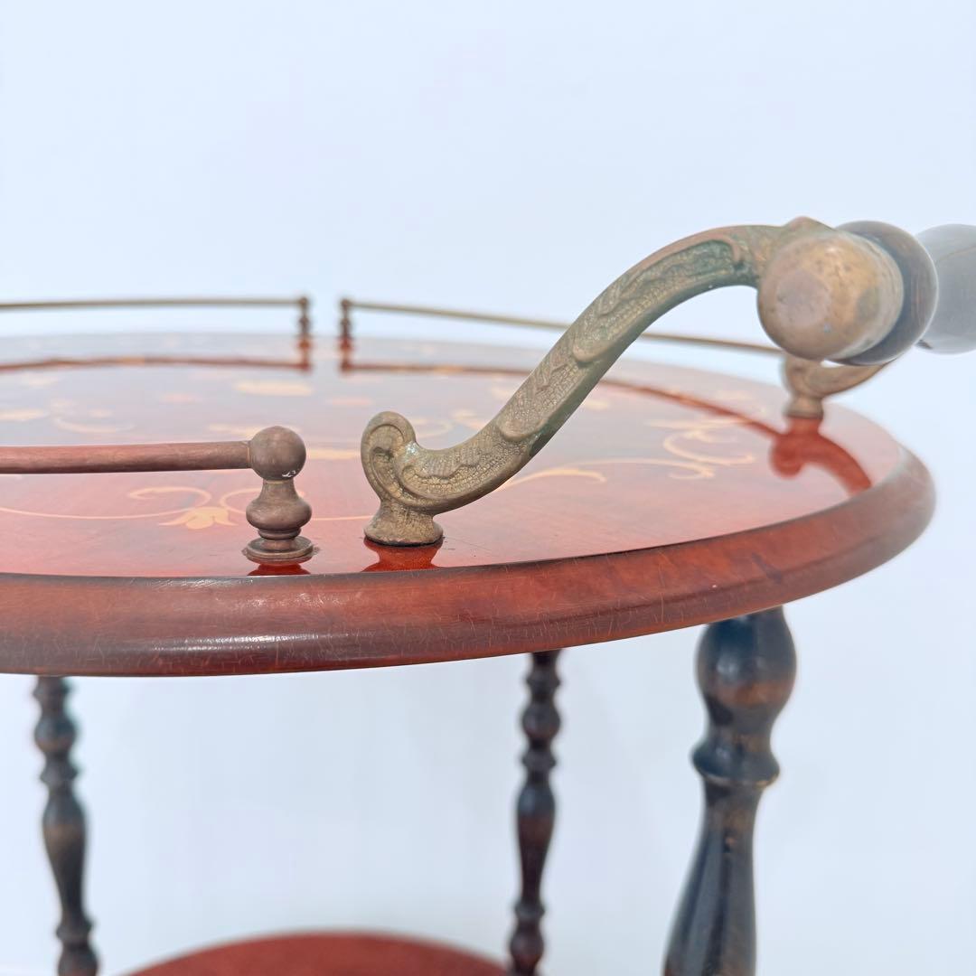 【希少】 イタリア製 象嵌 ワゴン ティーワゴン キッチンワゴン アンティーク