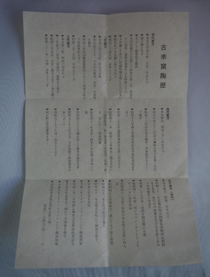 5代上田直方造『信楽茶碗』（共箱）