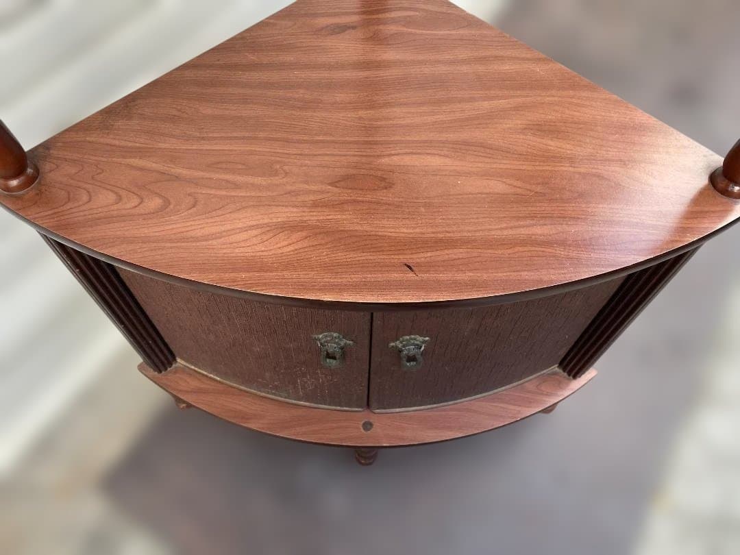 昭和 レトロ 家具 三角形 コーナー キャビネット コーナーラック 戸棚 ラック