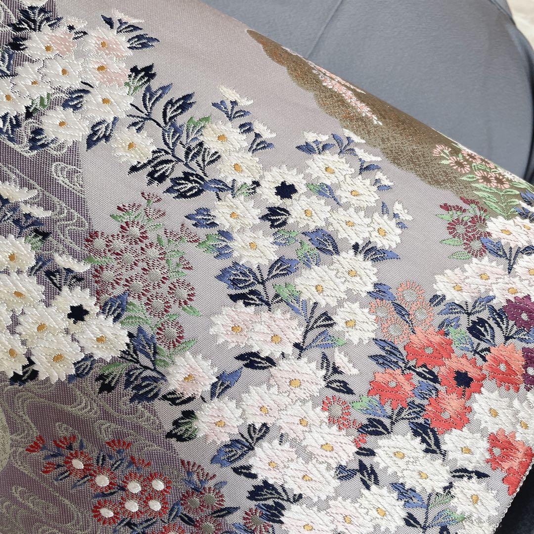 訪問着　帯　のみ　遠山紋様　梅の木　鶴　幔幕文　金彩加工　入学式　卒業式　H6